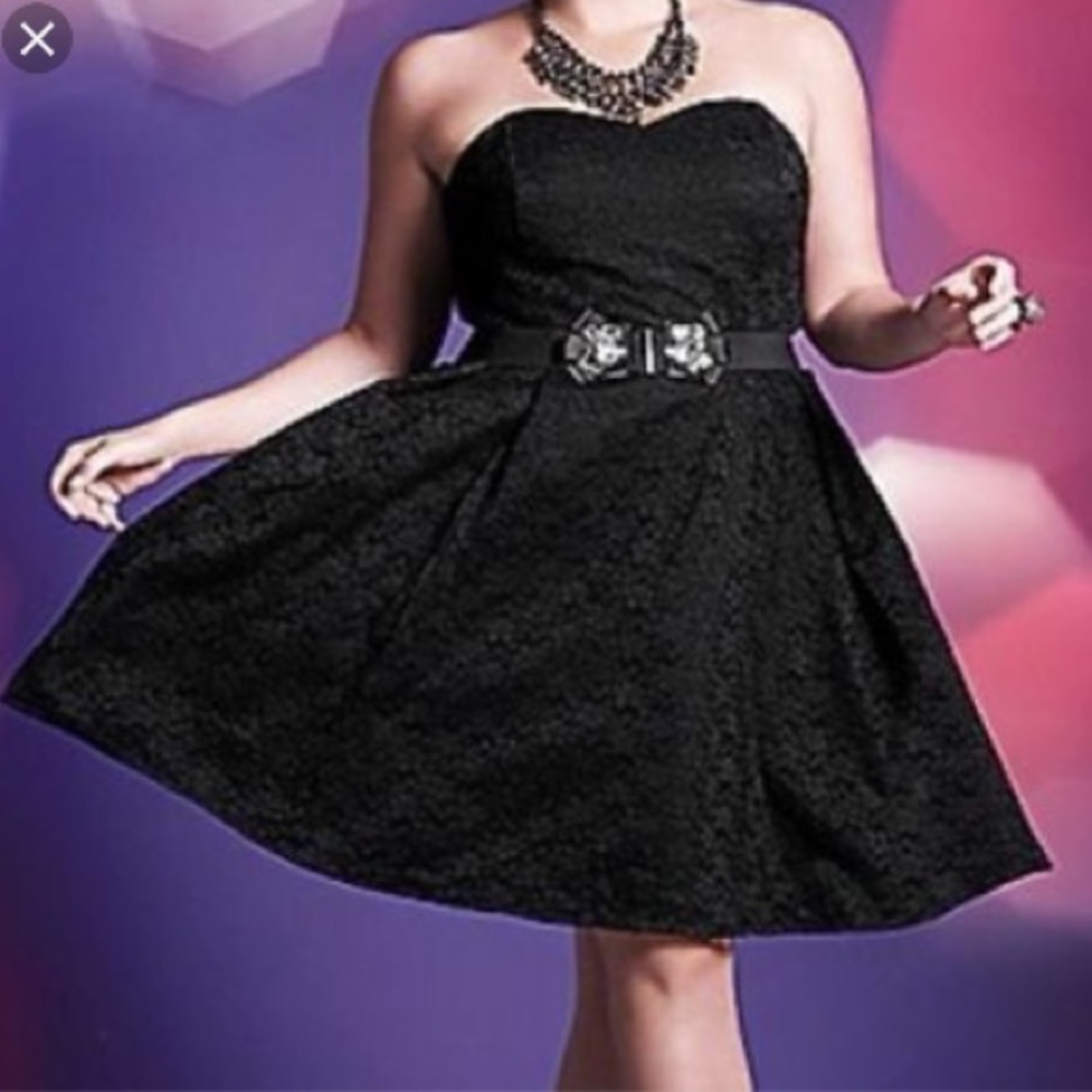 Lane Bryant Black Strapless Lace Cocktail Dress